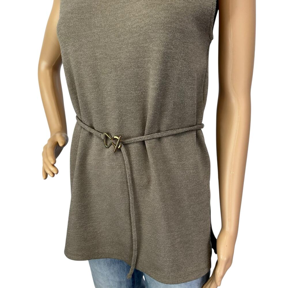 Zara Soft Pique High Neck Top Tan Taupe Sleeveless Size S - Picture 11 of 15